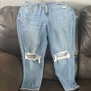 American Eagle Distressed Blue Mom Jeans short